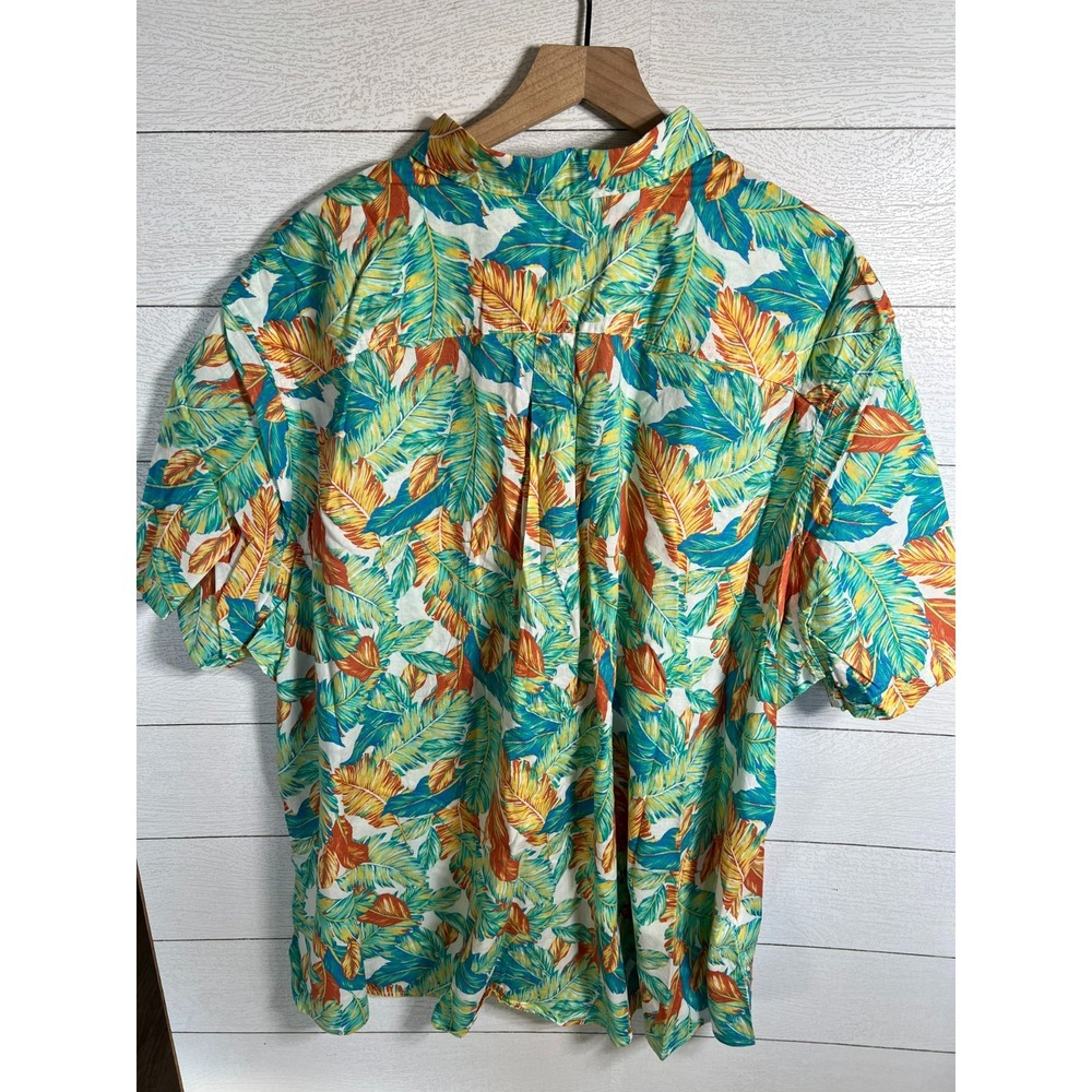 Eddie Bauer NEW 4XB Tropical Print Camp Shirt Bright Jade Palm Leaf $50 MSRP - Picture 9 of 10
